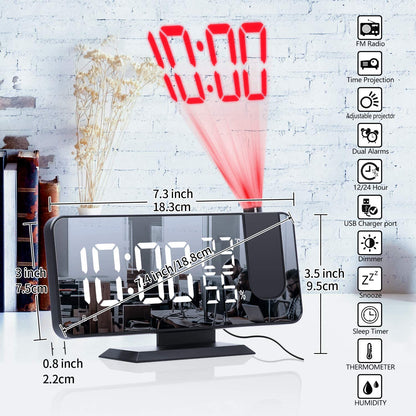 LED Projection Alarm Clock with Wireless Charging