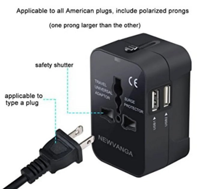Universal Travel Adapter with Dual USB