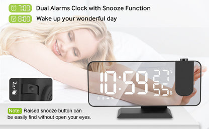 LED Projection Alarm Clock with Wireless Charging