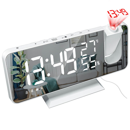 LED Projection Alarm Clock with Wireless Charging
